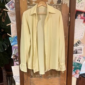 Women's Cream Baggy Button-Up Blouse